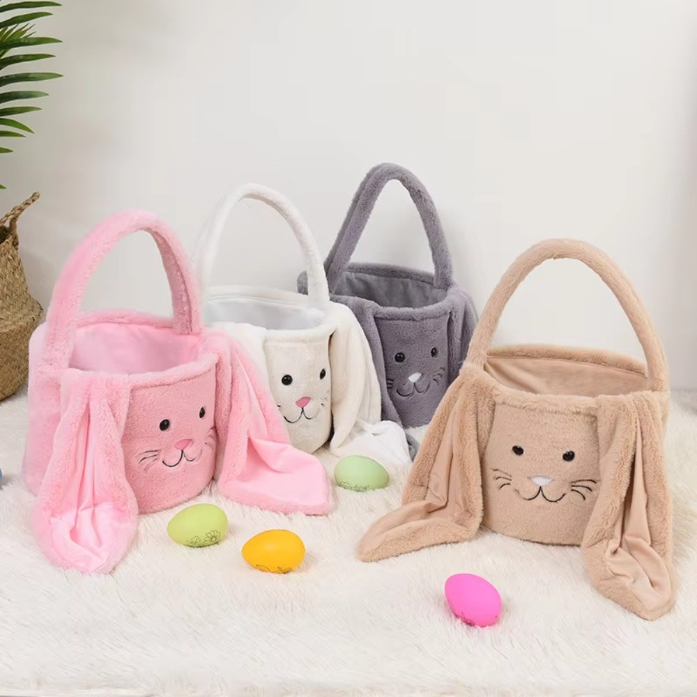 

Long Ear Plush Easter Rabbit Storage Bag Egg Candy Baskets Party Decor Bunny Handbag Large Capacity Happy Easter
