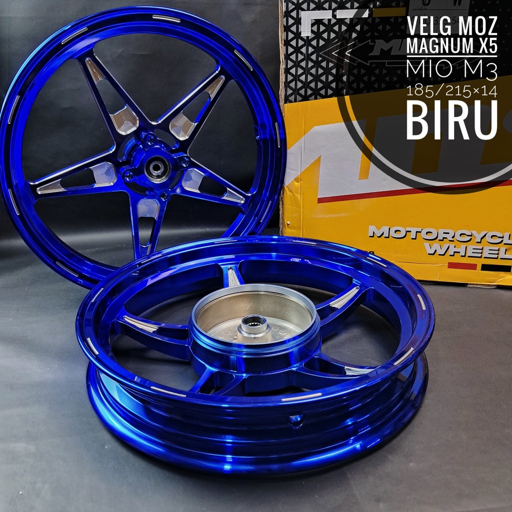 Velg MOS Magnum X5 (4Lobang) Mio M3/Mio Soul GT 125/Fino 125/ Mio Gear 125/Xeon RC/Xride 125 Biru/Hi