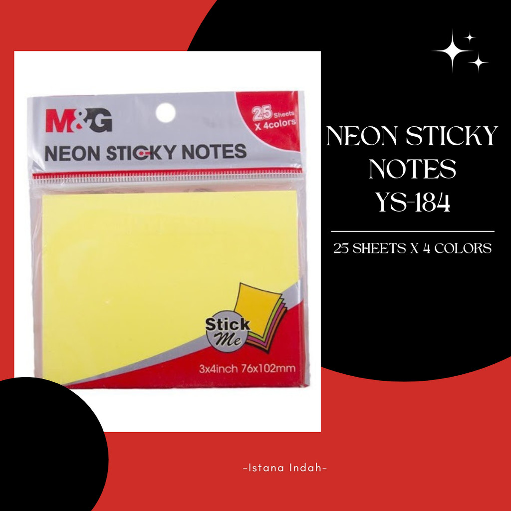 

M&G NEON STICKY NOTES 76X102MM 4 COLORS X 25 SHEETS YS-184