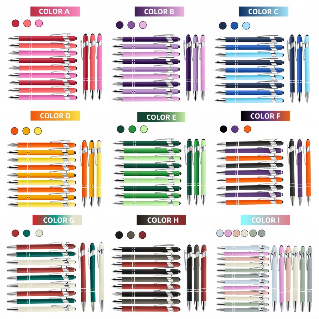 

3PCS/6PCS Rose gold, Morandi color series 1mm black ink with rubber touch pen, metal ballpoint pen, can touch mobile phone, pad