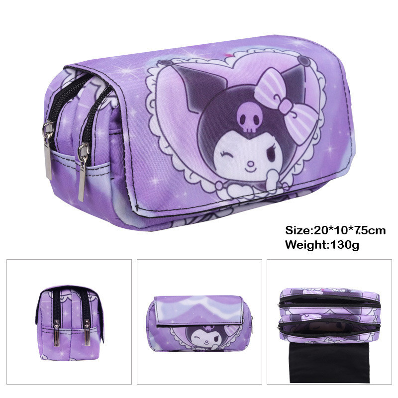 

Sanrio Kuromi Anime Pencil Bag Case Luffy Zoro Double Layer Zipper Large Capacity Wallet School Stationery for Kids Students
