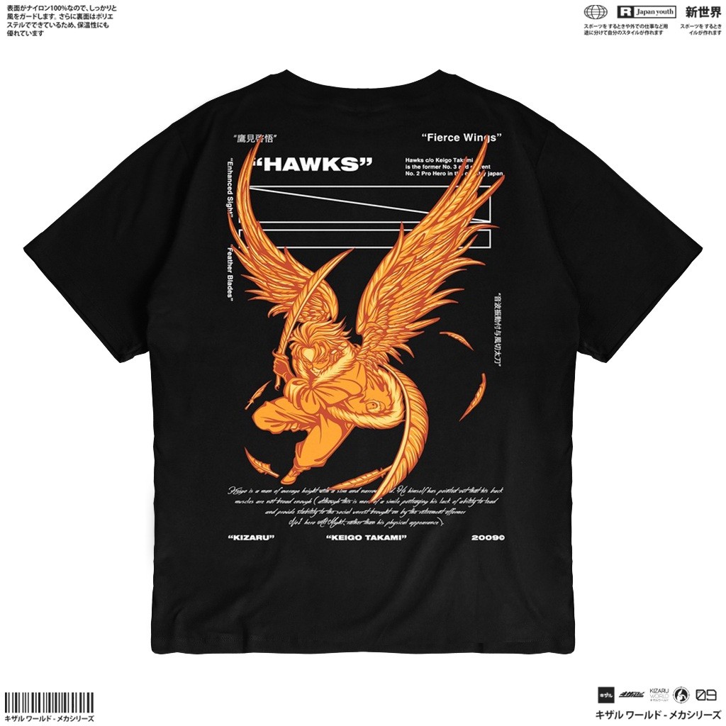 (NEW) KIZARU Kaos Pria Hitam T-shirt Anime HAWKS