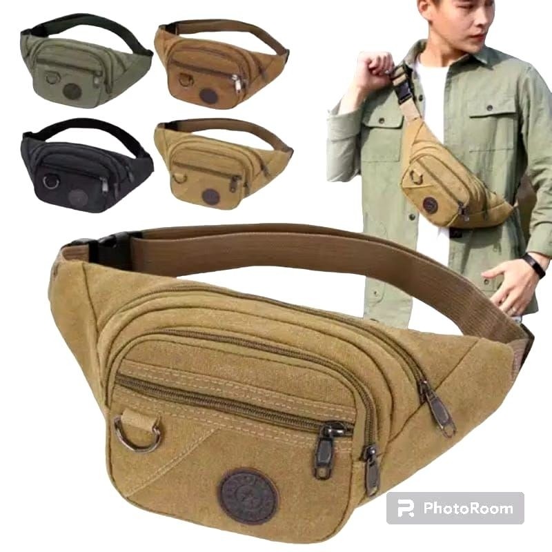 Tas Pinggang Pria |Tas Pinggang Bahan Kanvas Import (7)
