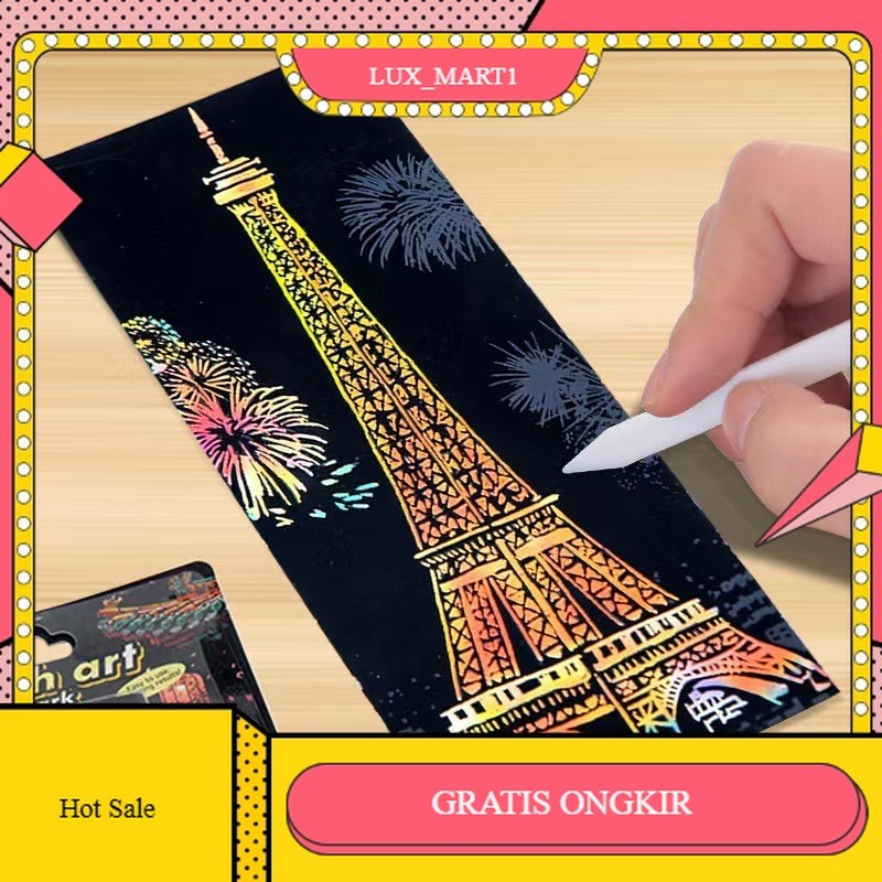 

【LUX_M1】FLASH SALE!! Lukisan Gores Isi 12Lembar Scarch Paint Pembatas Buku Scratch Paper Scratch Gliter Paint