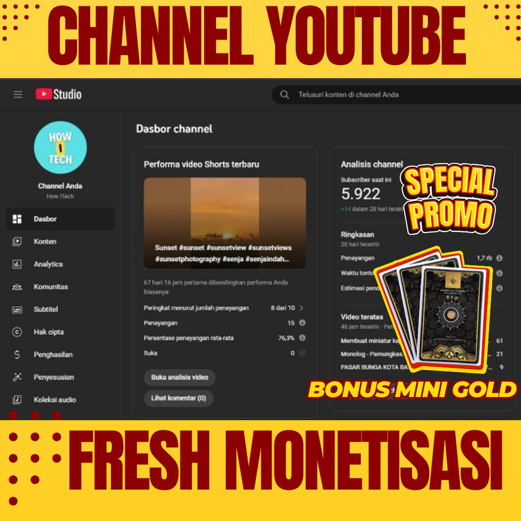JUAL CHANNEL YOUTUBE SUDAH MONETISASI (FRESH) LANGSUNG PAKAU