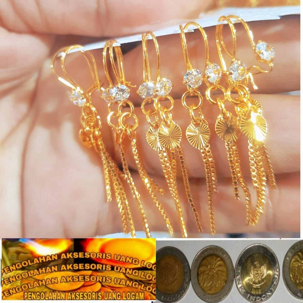 ANTING KOIN ASLI 1991 WARNA EMAS 24 ANTING DEASY LOVE JURAI GOLD ANTI KARAT DAN LUNTUR