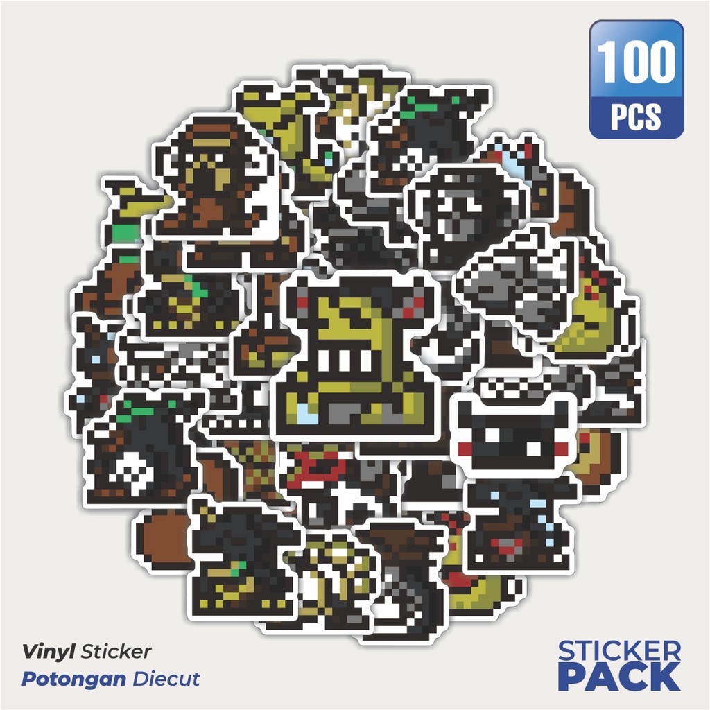 

100 PCS STIKER Stiker Pixel Digimon V39 Waterproof Aesthetic- Untuk Laptop, Motor, dan Helm - Paper Stationery Pack