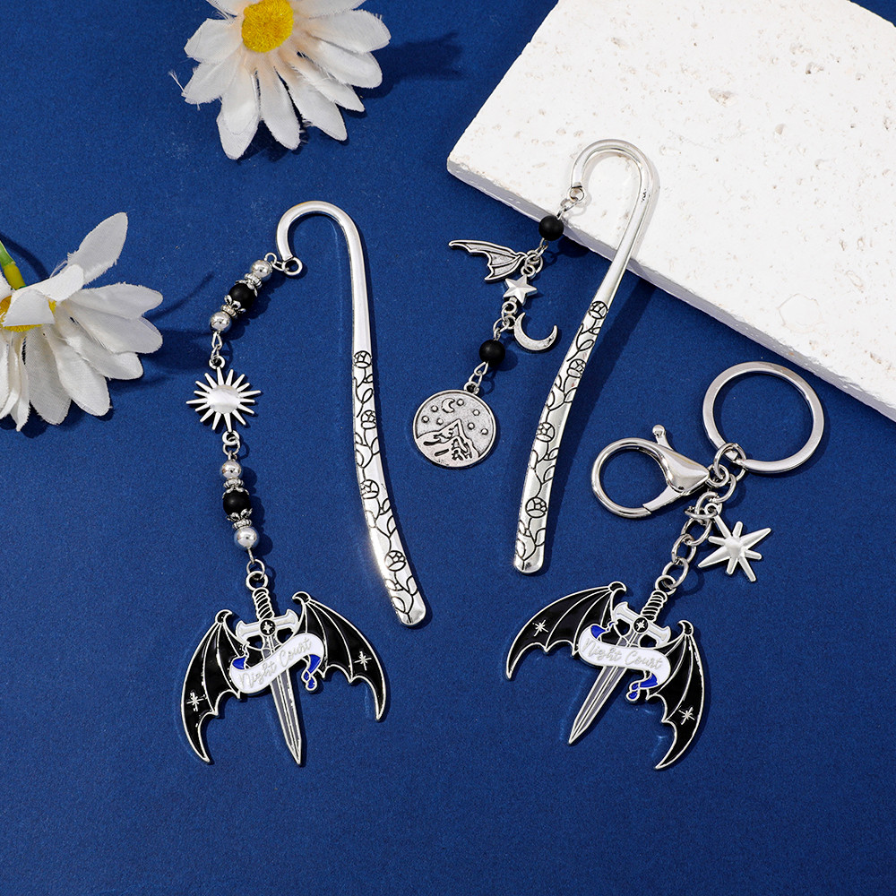 

Charm Acotar Moon Bookmark - Fantasy Sun Star Silver Chain Pendant Tassel Night Court Metal Bookmarks Reading for Women Men