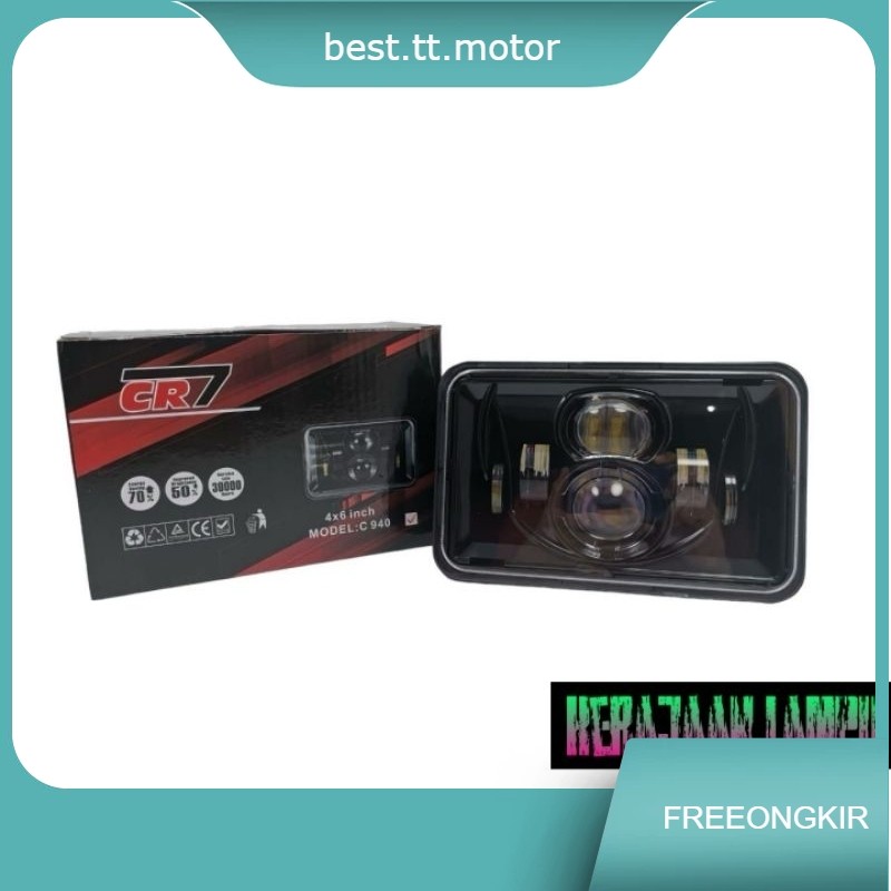 Headlamp Led Kotak 4x6 inch Lampu Depan CR7 Kotak Crystal 6 Mata Rx King Honda Win