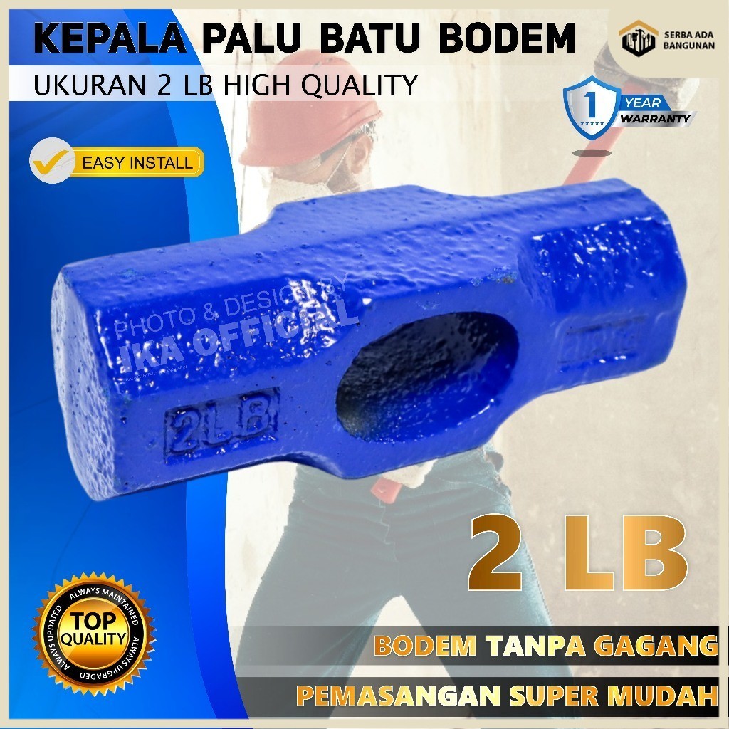 SAB Palu Besi Kepala Bogem Godam Bodem Batu Tanpa Gagang Kayu Fiber 2 Lb Murah / 2 LB PALU BATU *ONL