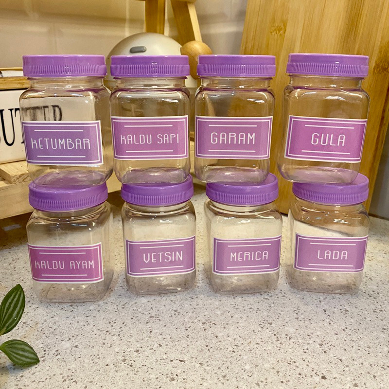 Toples Bumbu Dapur 200ml Tutup Ungu Pastel Kotak