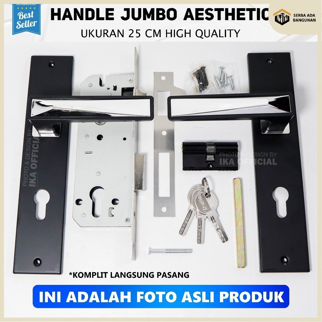 SAB Kunci Pintu Besar BLACK SERIES / Handle Pintu Besar HITAM /Handle Pintu Hitam Set Gagang Pintu R
