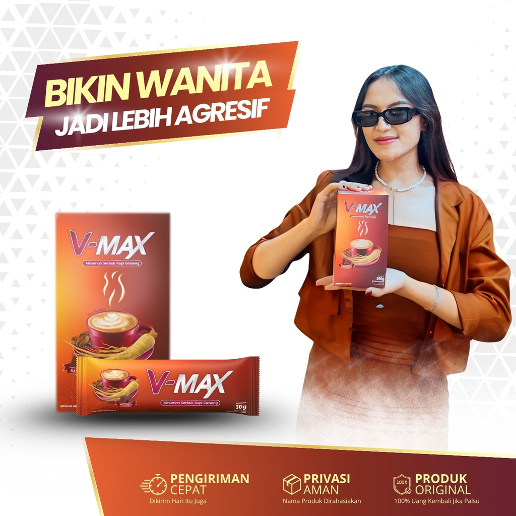 

V-MAX Kopi Ginseng Rasa Cokelat Penambah Stamina Wanita @1 Box