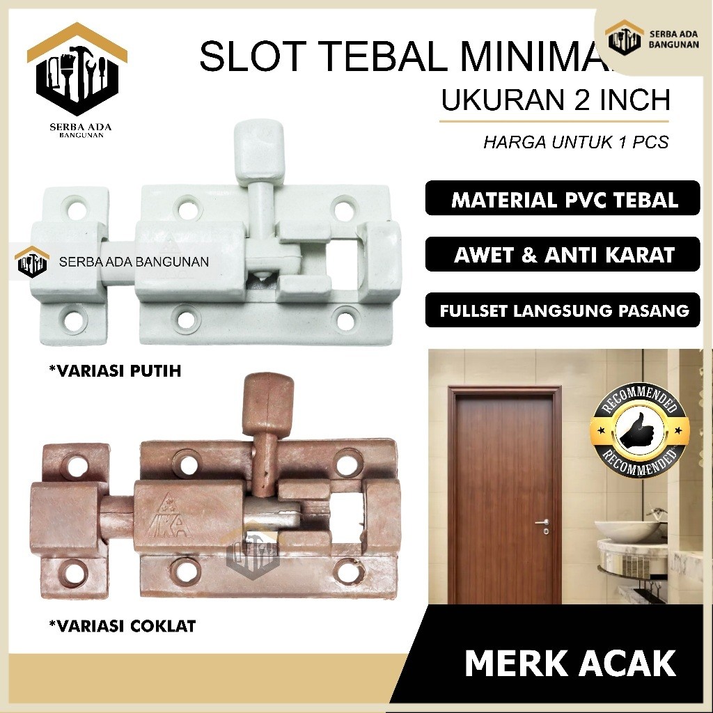 SAB Grendel Jendela pvc / Slot Pintu / Slot Selot plastik tebal minimalis anti karat wc lemari / TER