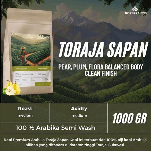 

ROASTED BEANS ARABIKA SEMI WASH TORAJA SAPAN 1000 GR | 1 KG | BIJI KOPI SANGRAI | Coffee - GILING HALUS