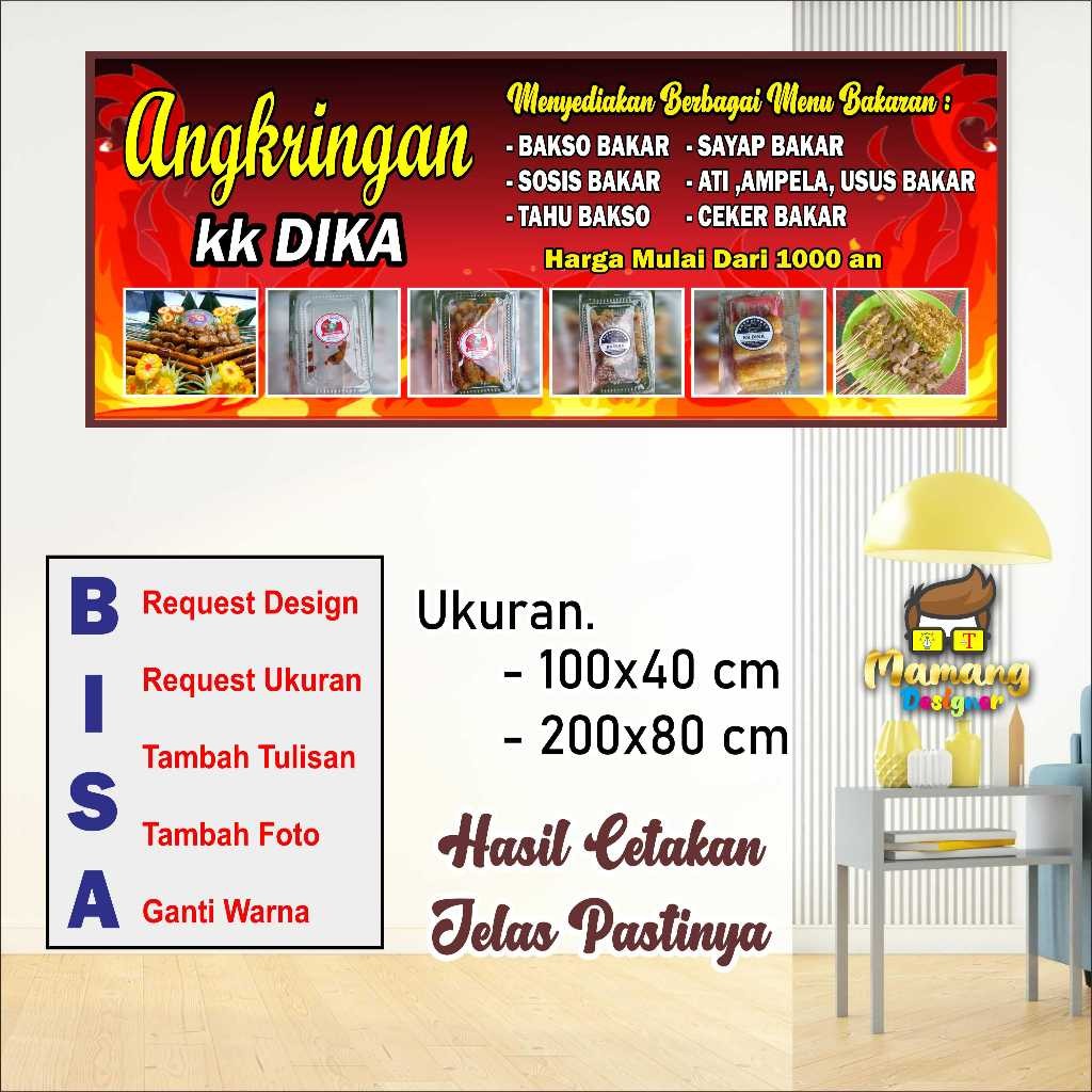 backdrop Custom Banner Spanduk MMT Angkringan atau jualan Seafood Bakar bb
