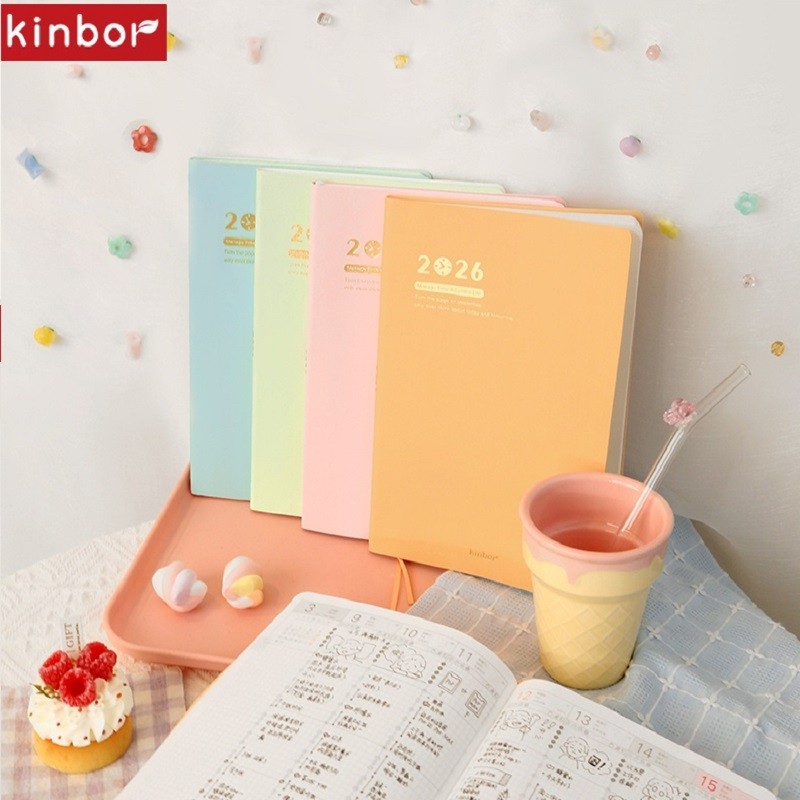 

Kinbor 2026 Planner Notebook A5 Timeline/8-grid Pagination Daily Agenda Week 2 Pages Per Week Account Student Record Book