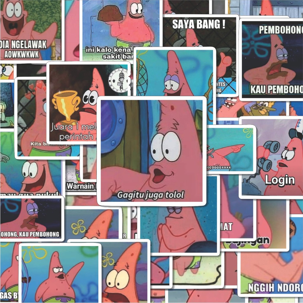 

100PCS Lucu Stiker Patrick Meme V2 Stiker Aesthetic Stiker Anti Air Stikers Berperekat Waterproof sticker decal buat Motor Helm Buku Journal Koper Casing HP Laptop Botol Minum Hadiah anak
