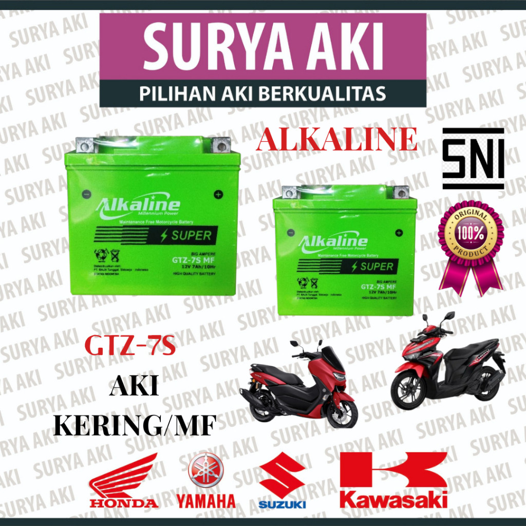 AKI MOTOR ALKALINE GTZ7S MF FS AKI KERING MOTOR NMAX SATRIA FU SONIC ADV