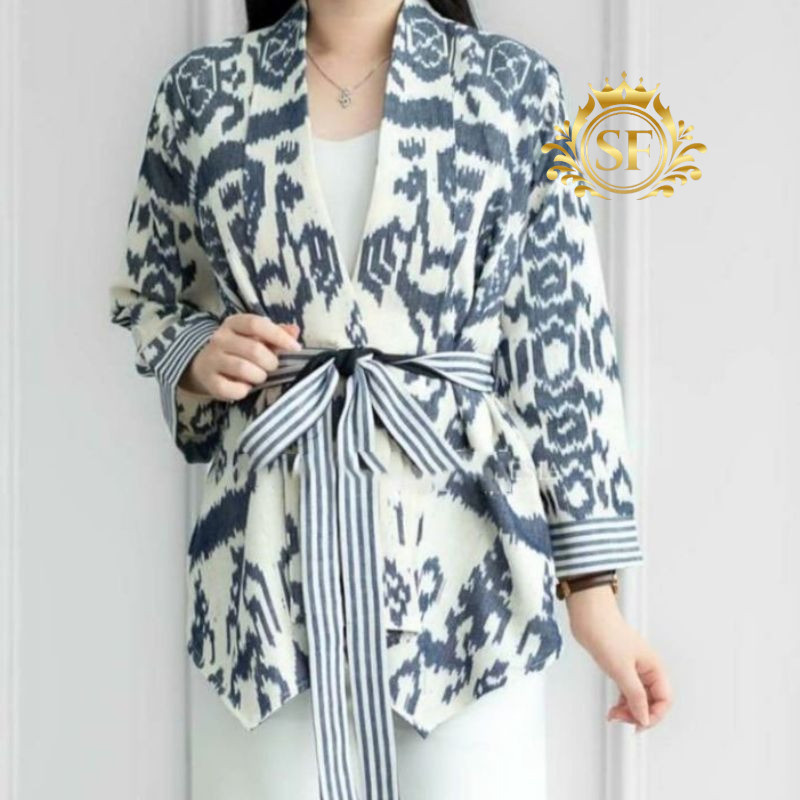 Blezer Tenun Wanita Atasan Tenun Socket Sumba Jepara NTT Atasan Bawahan Rok Wanta Kekinian