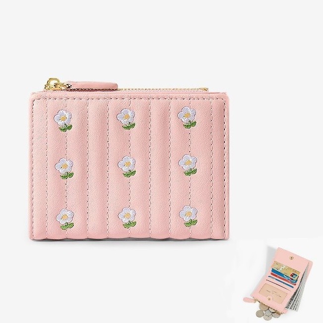 [S3TYA_SHOP] Dompet motif Bunga kecil lucu Dompet Wanita Kecil - Dompet Lipat - Pink