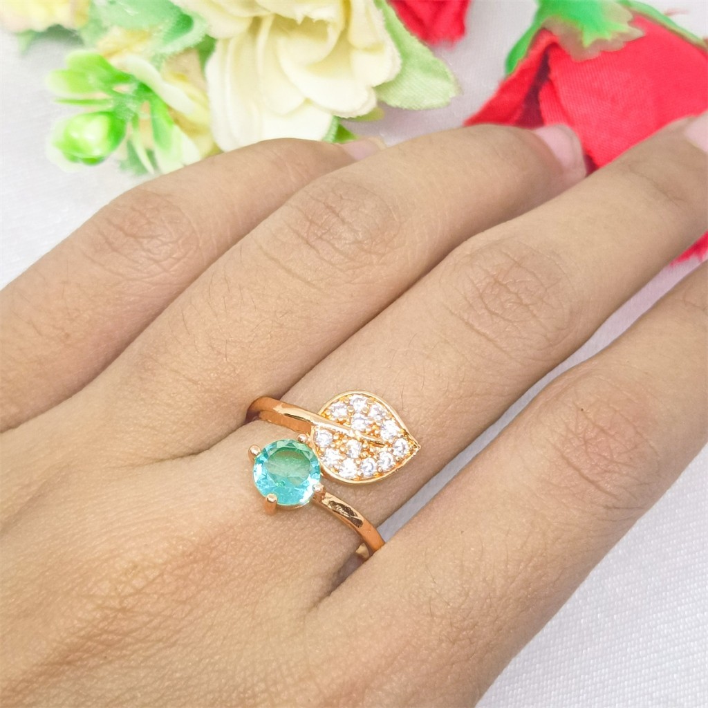 Cincin Tunangan Anti Karat Emas Asli Tidak Luntur Titanium Wanita Terbaru Import Berlapis Emas 24k G