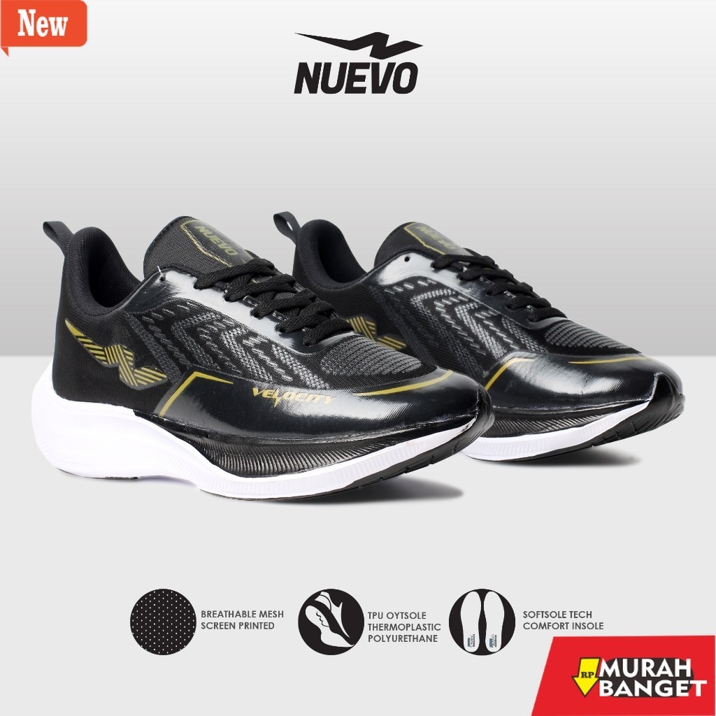 sepatu lari pria murah berkualitas NUEVO - Sepatu Olahraga Lari Jogging Nuevo Velocity Blue Red