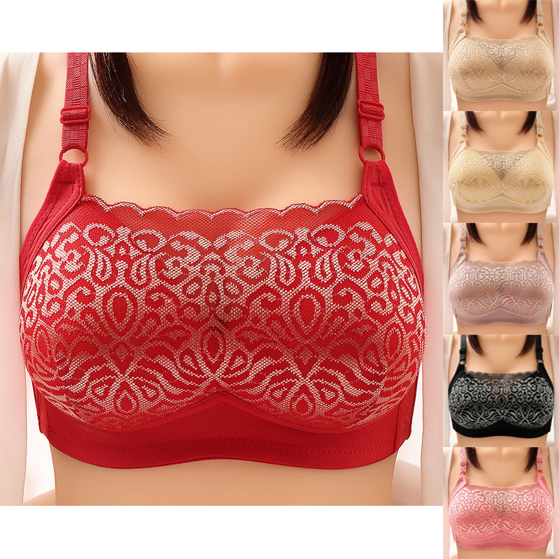 Renda Dukungan Atas Push Up Bra Seamless Pakaian Dalam Wanita Bh Lingerie Sexy Tanpa Kawat Kancing D