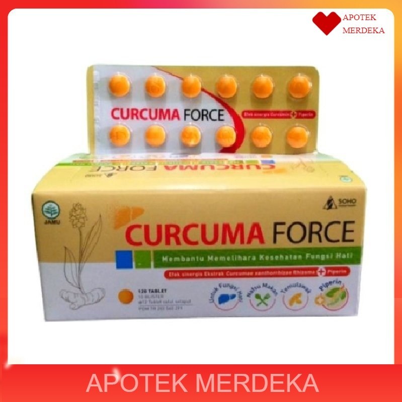 Curcuma Force Memelihara Kesehatan Fungsi Hati 1 Strip @ 12 Tablet / CURCUMA FCT TABLET 12TAB/STRIP 