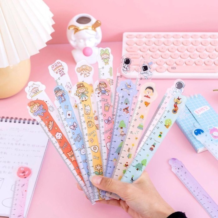 

ACEH.ANSA 130929 Penggaris beraneka motif lucu 15cm Cute ruler Penggaris karakter kartun pelajar kantor sekolah