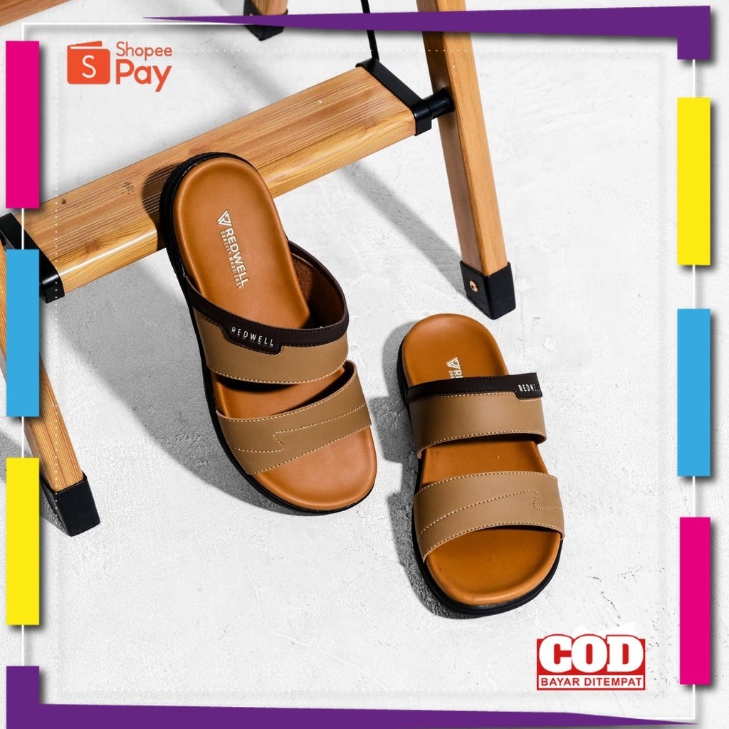 [PREMIUM ORIGINAL] Sandal Pria Kulit Asli Impor Slip On Trendy Terbaru Model Terbaru