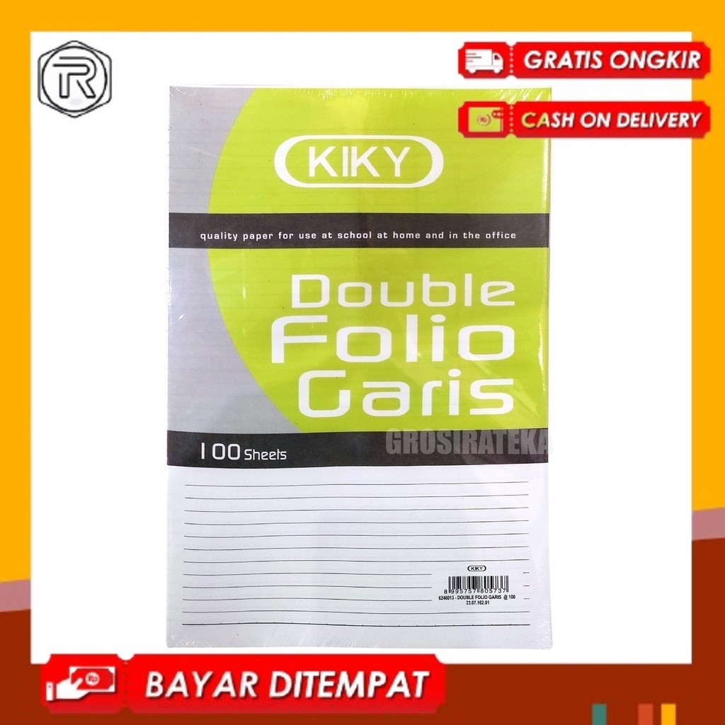 

KERTAS DOUBLE FOLIO, KERTAS GARIS 100 SHEETS KIKY