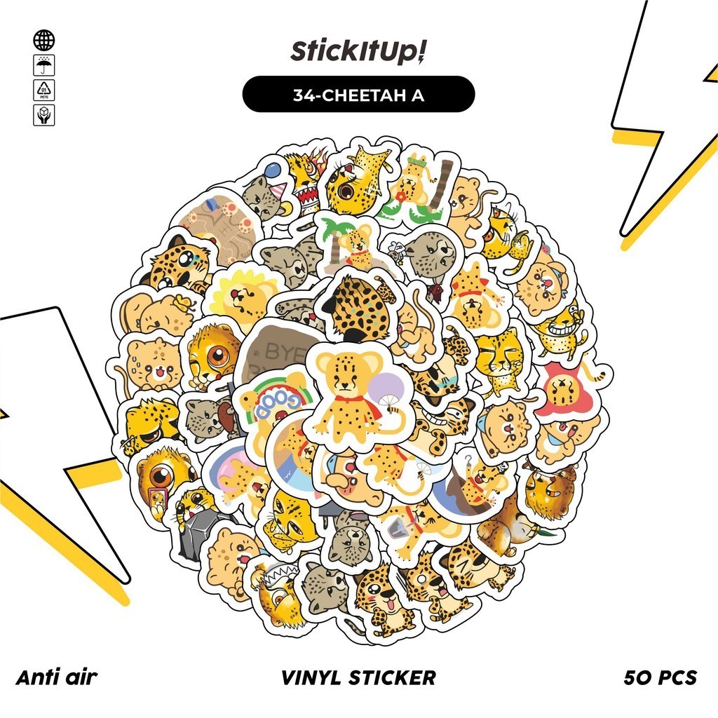 

COD✨ 50 Pcs Stiker Pack Graffiti Motif Kartun Hewan cheetah Lucu Lucu Aesthetic Vynil Waterproof untuk Freebies Sticker Buku Journal Casing HP Laptop