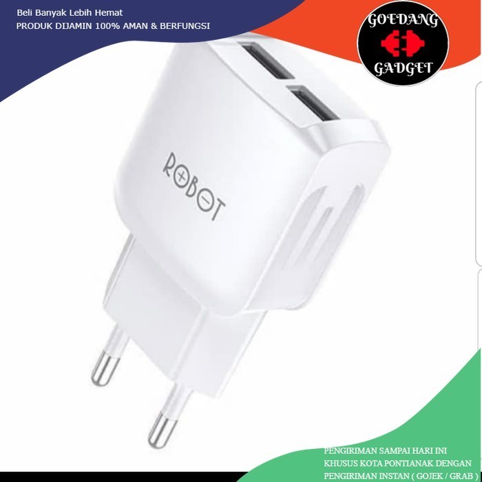 RTK6 ADAPTER 2 USB CHARGER  ROBOT 100% ORIGINAL RT K6 2.4 AMPERE ADAPTOR CHARGE 2USB 2.4A KEPALA CAS