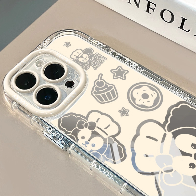 kawaii kartun hewan softcase Cermin Kokian Kerawang Case hp iPhone 11 PRO MAX XS XR 12 13 14 15 PLUS