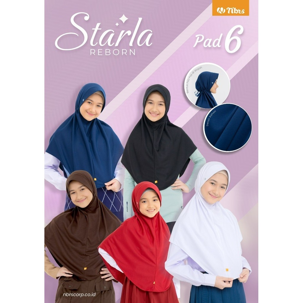 Nibras Nbrs Hijab -  Starla Pad 6 Kerudung Instan Bergo Jilbab Anak Wanita - Famusa