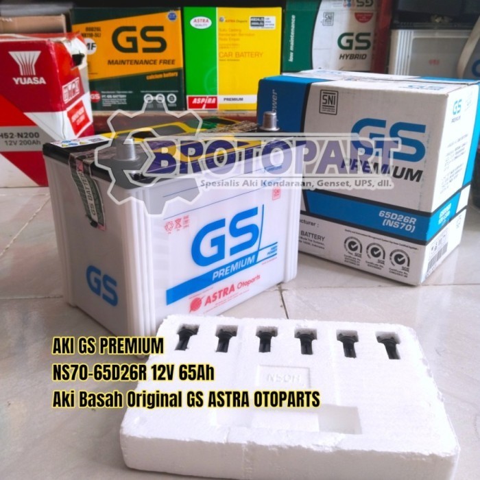 Aki Mobil GS ASTRA NS70 65D26R  Premium Aki Basah 65Ah ORIGINAL ASTRA OTOPARTS