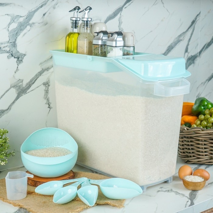 Tempat Beras 20kg Rice Box Technoplast Tempat Penyimpanan Beras - Hijau