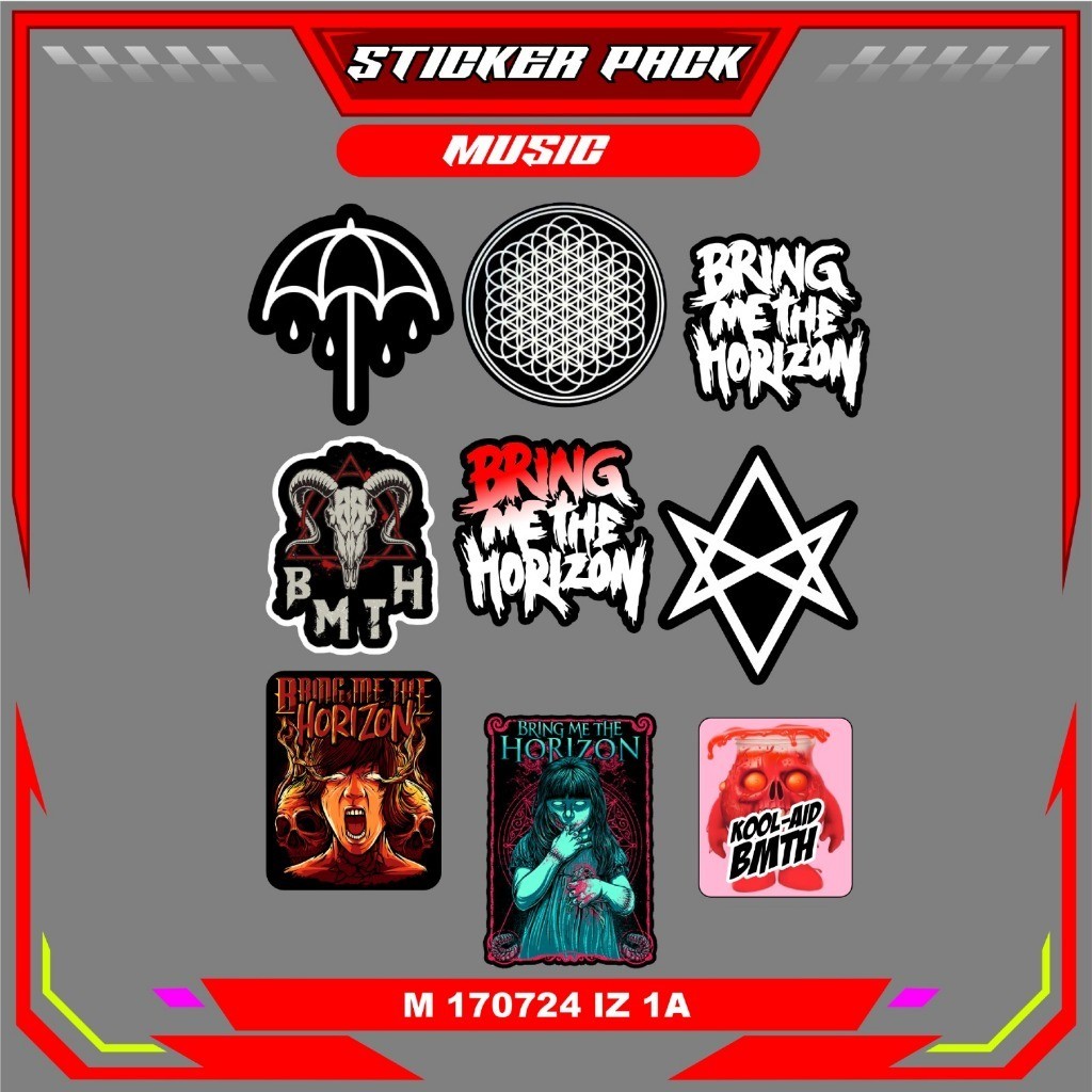 

Sticker Timbul UV DTF Tempel Laptop Hape Helm Kulkas Koper Cermin Music Putih Merah Hitam P77
