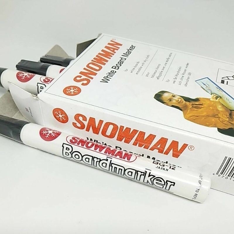 

[LUSIN 12PCS] SPIDOL SNOWMAN WHITEBOARD BG-12 HITAM | SPIDOL PAPAN TULIS BISA DIHAPUS