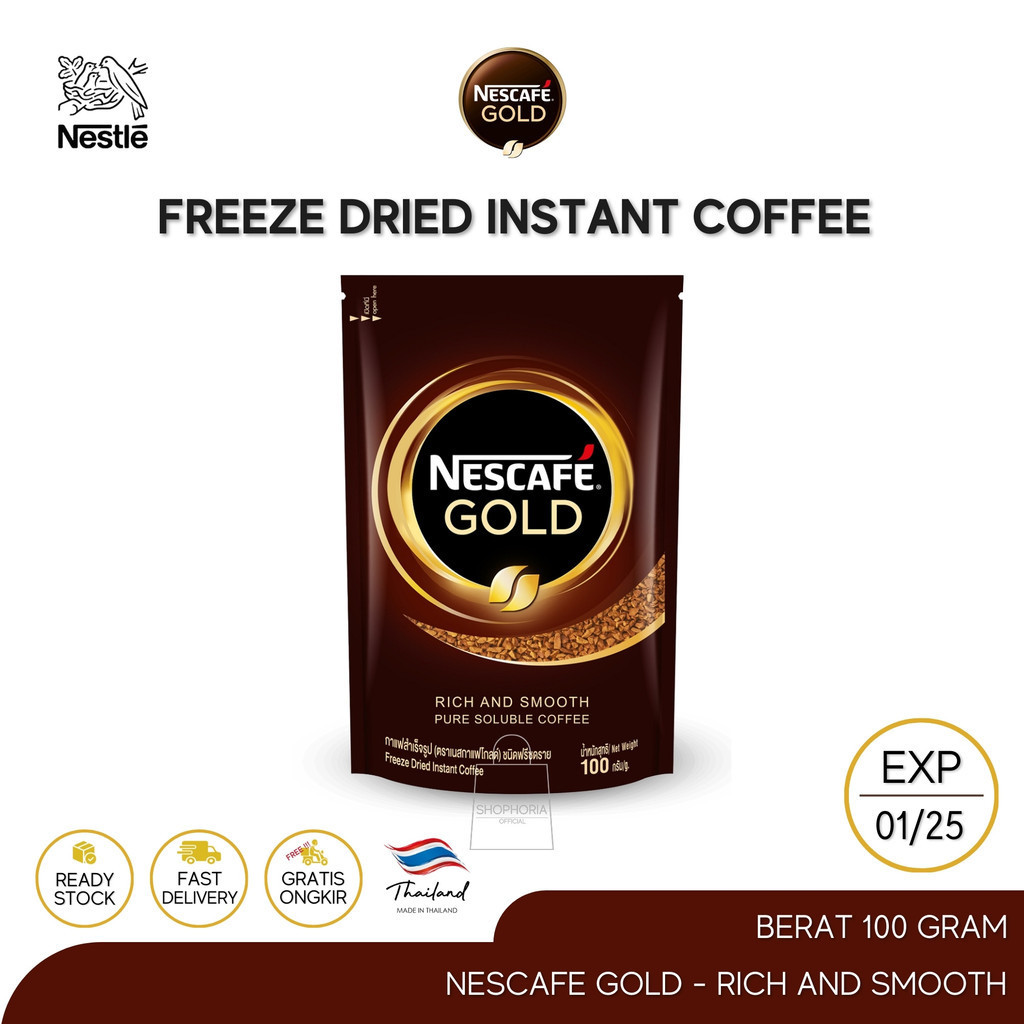 

Nestle Nescafe Gold Rich and Smooth Coffee Refill Pack 100 Gram Original Thailand Kopi Instant Instan Refil Isi Ulang 100gr 100 gr Mewah Harum Aroma Wangi