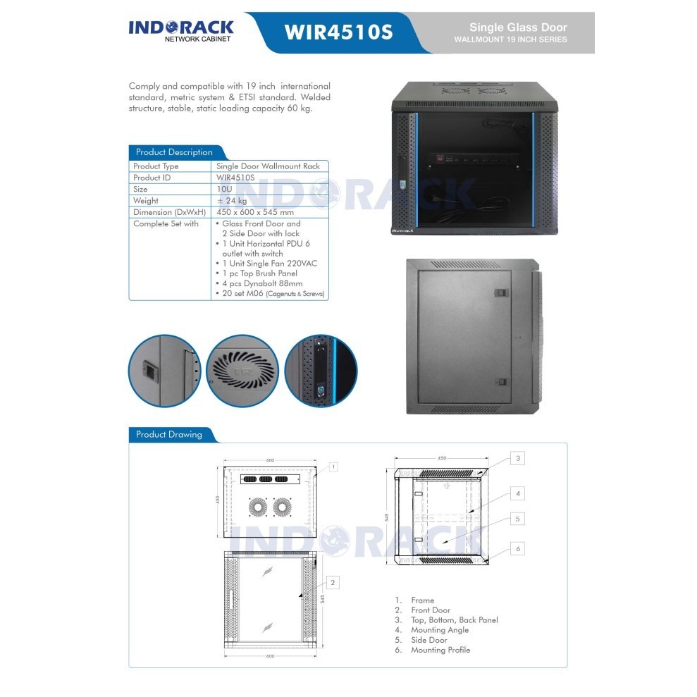 Indorack WIR4510S 10U Box Rak Server Modem Wifi Gantung Dinding Tembok