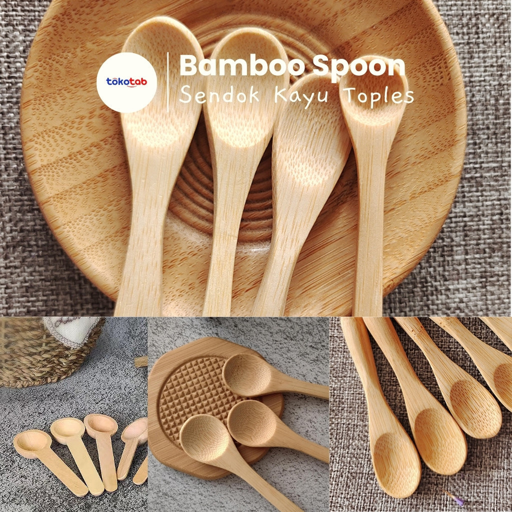 Tokotab - Natural Bamboo Spoon Sendok Kayu Toples Spoon Kayu Kopi Sendok Bumbu Kopi Gula Garam