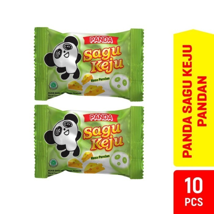 

Happy Time Panda Sagu Keju Rasa Pandan 8g Isi 10pcs Cemilan Murah dan Enak