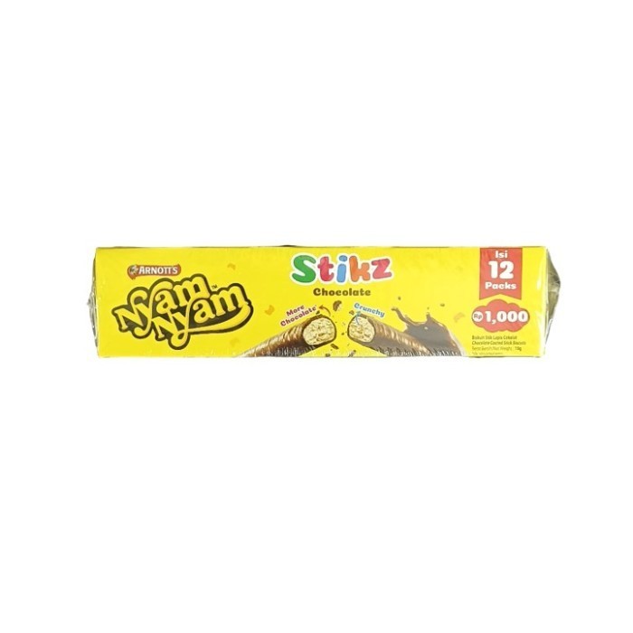 

Arnott's Nyam Nyam Biskuit Stickz Chocolate 10g Isi 12pcs Cemilan Murah dan Enak