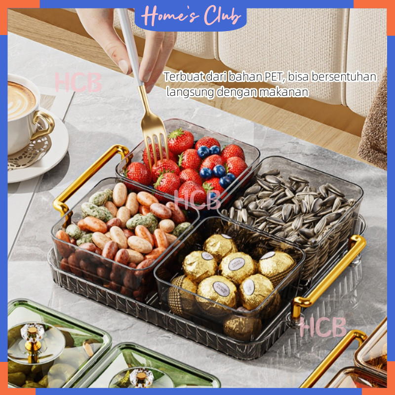 HCB Toples Set Penyimpanan Makanan Saji / Nampan Toples Lebaran Akrilik Minimalis / Toples Minimalis