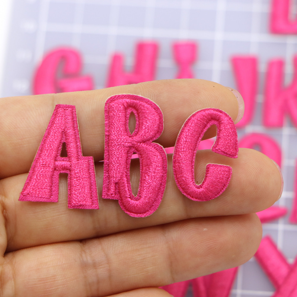 

1PC Small Rose Red Letter Alphabet Iron on Patches For Clothing Applique Embroidered Patches Diy Custom Name Badge Decor Sticker