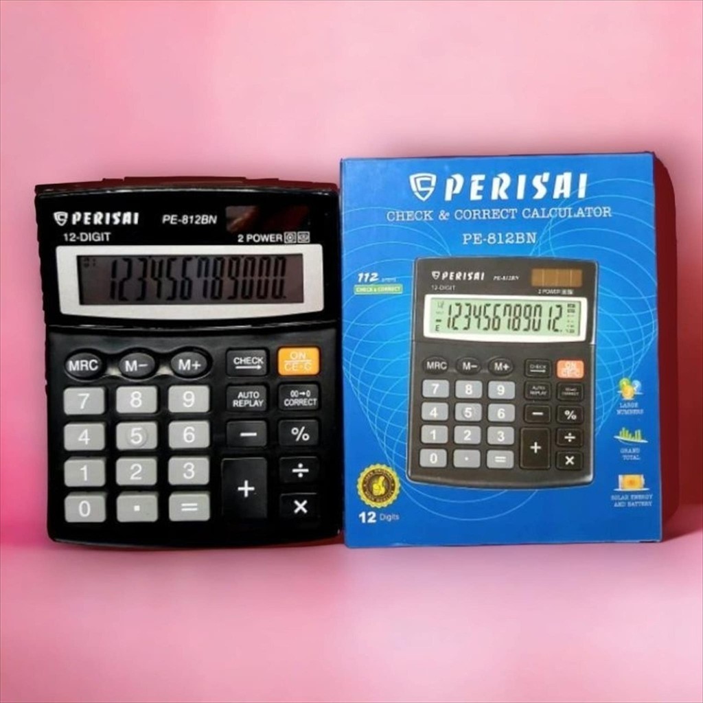 

Kalkulator Calculator Kantor Sekolah Dagang Perisai Calculator 12 Digit PE 812N Warna Hitam Berkualitas (PCS) - Check & Correct