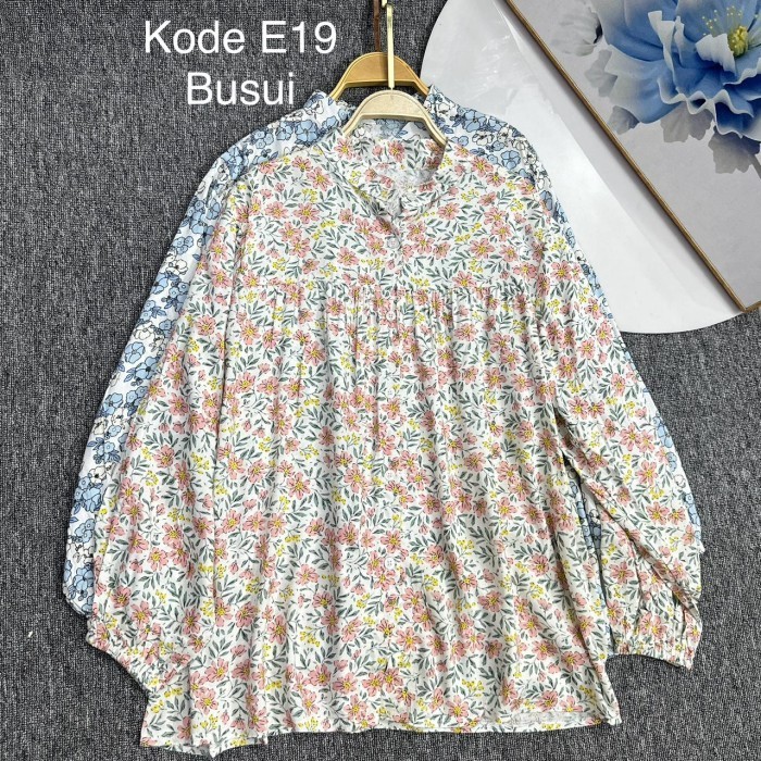 promo ✨ -Blouse Crinkle Motif Bunga | JISOO  Blouse Crinkle  - Rose White