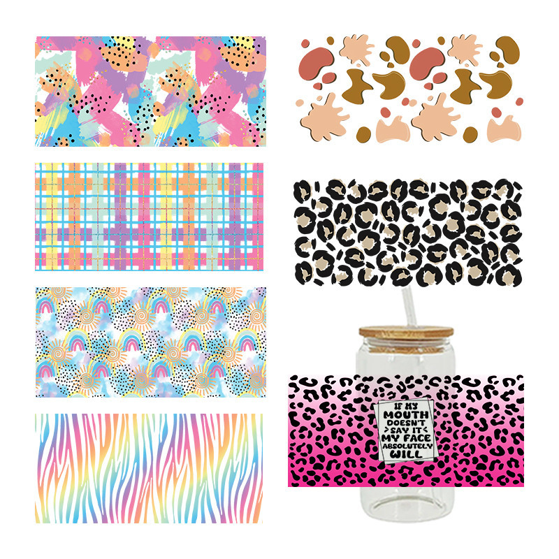 

UV DTF Transfer Sticker Leopard For The 16oz Libbey Glasses Wraps Cup Can DIY Waterproof D12913